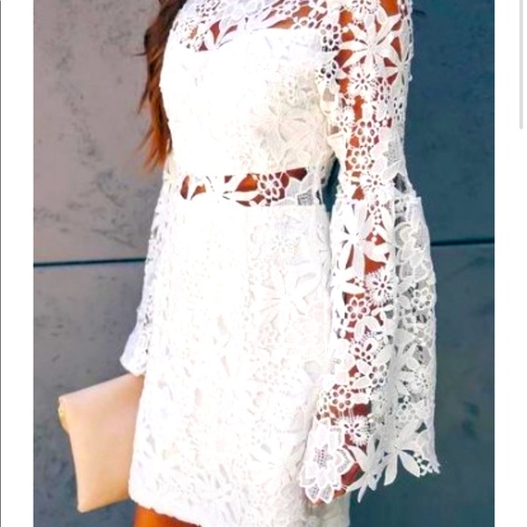 Endless Rose 🤍 | Floral Lace Crochet Cut Out Dress - Picture 2 of 6